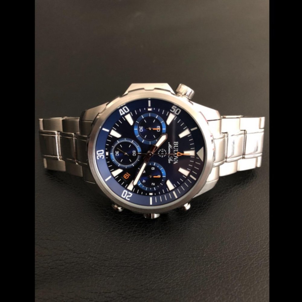Bulova Men's Marine Star Chronograph Watch, 43mm, Stainless Steel/Bluev 96B256 - Picture 2 of 7
